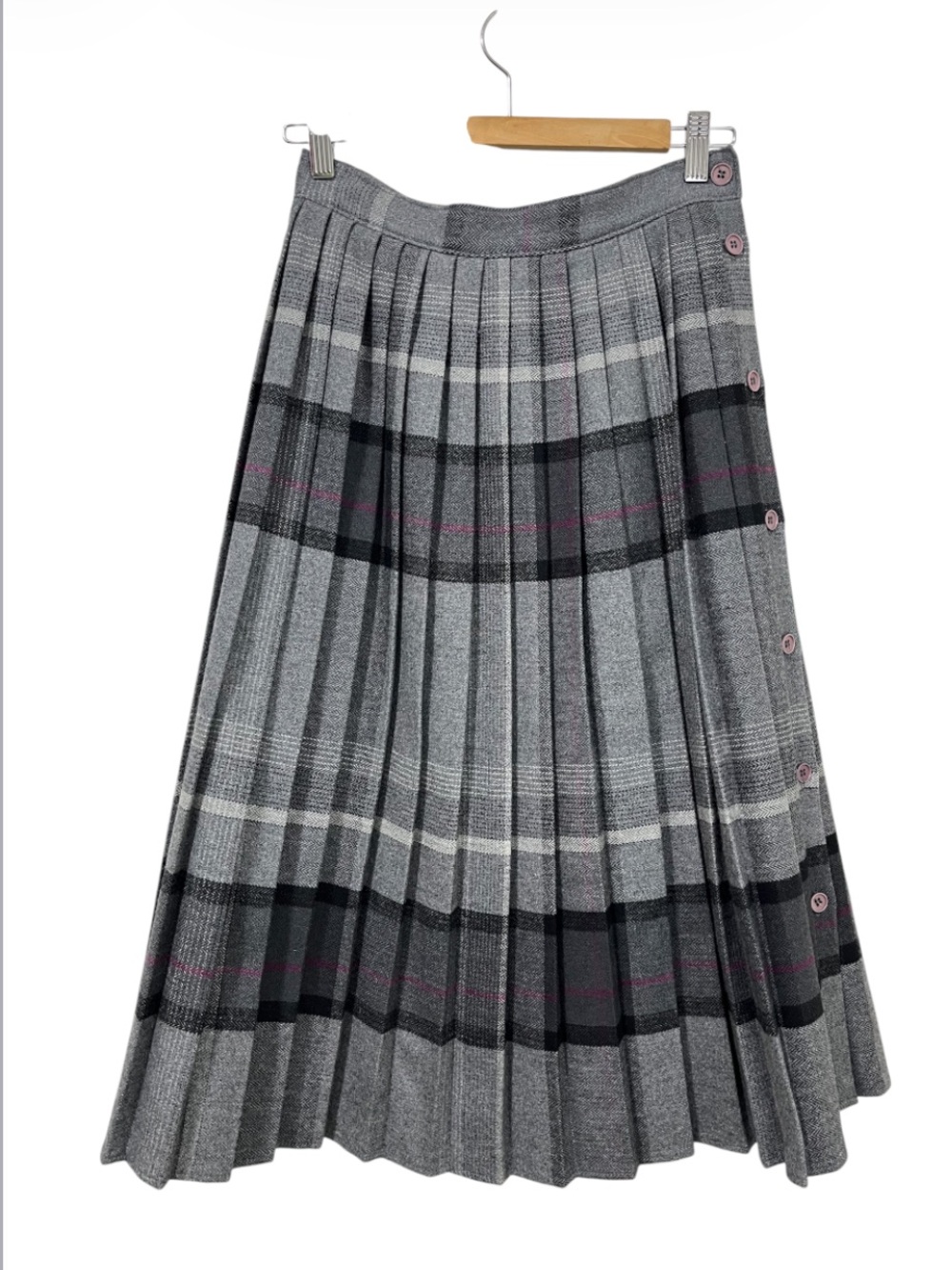 Vintage St. Michael Wool Blend Pleated Midi Skirt